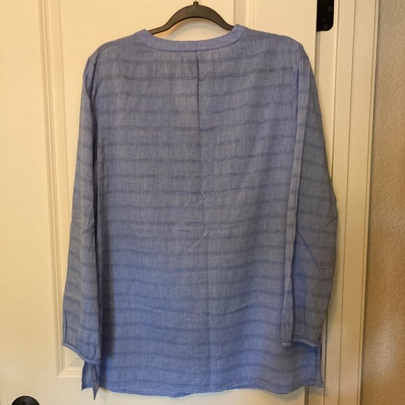 GAP Lightweight Blue Chambray Embroidered V-Neck Tunic L - Picture 2 of 6